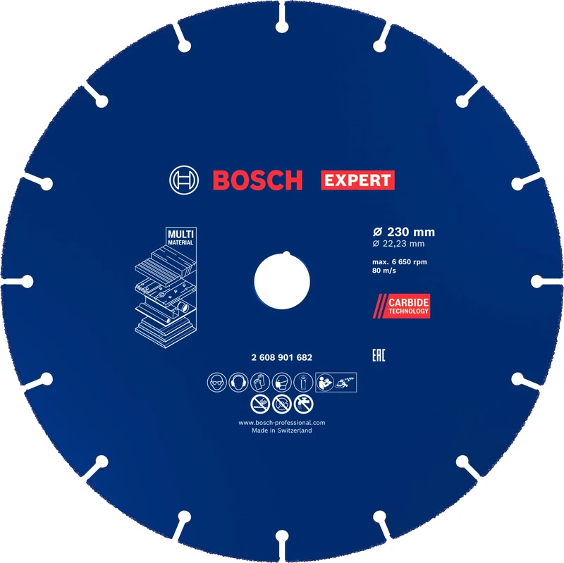 Bosch 1x EXPERT Carbide Multi Wheel Cutting Disc for Large Angle Grinders (for Hardwood, Wood with nails, Ø 230 mm, Professional Accessory Large Angle Grinder)