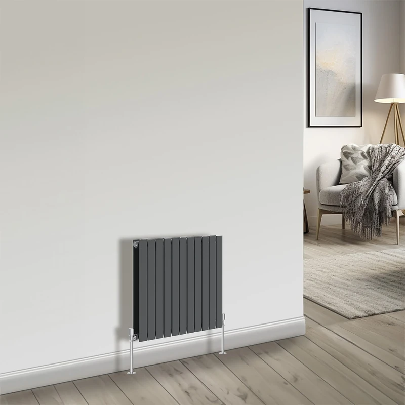 NRG Bathroom Radiator Anthracite 600x748mm Double Flat Panel for Living Room and Kitchen
