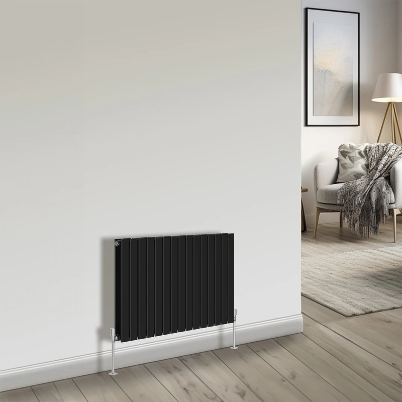 NRG Bathroom Radiator Black 600x1020mm Double Flat Panel for Living Room and Kitchen
