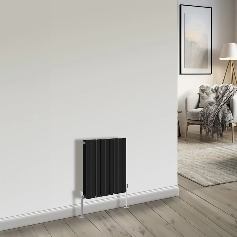 NRG Bathroom Radiator Black 600x612mm Double Flat Panel for Living Room and Kitchen