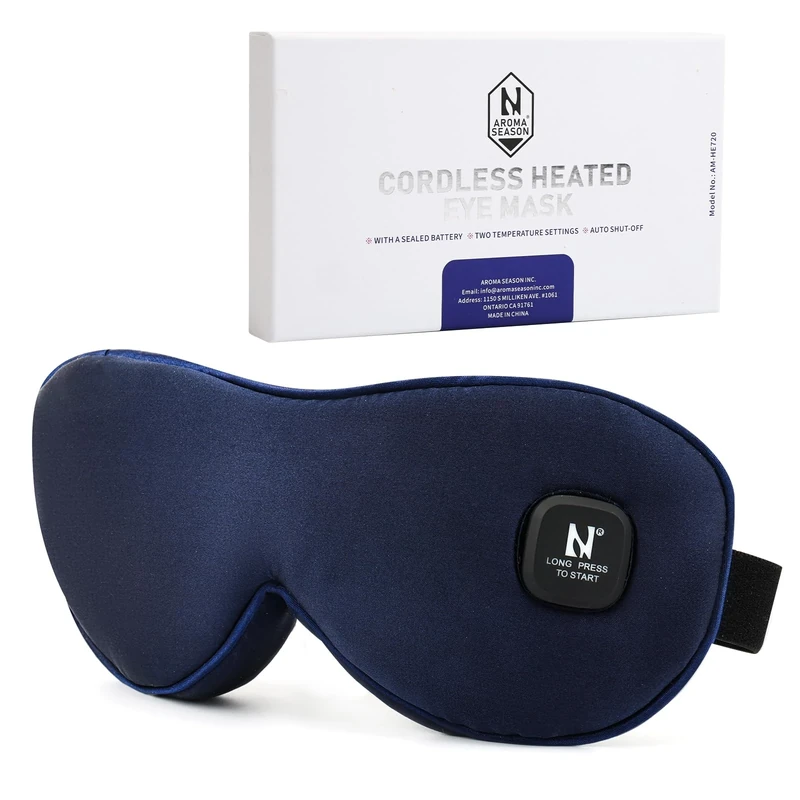Aroma Season Heated Eye Mask, Moist Heat Eye Compress with Cordless Design, for Blepharitis and Dry Eyes Treatment (Navyblue)