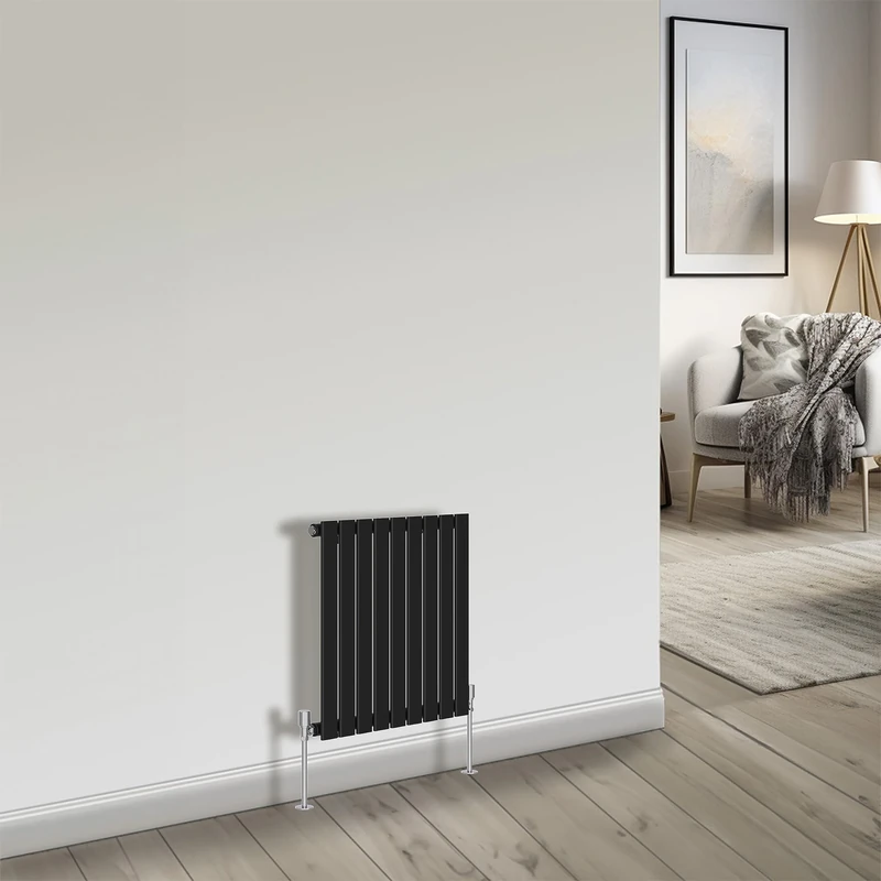 NRG Horizontal Column Designer Radiator Flat Single Panel 600x612mm Black