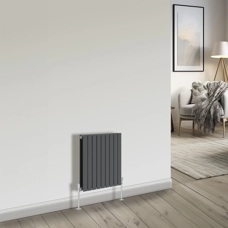NRG Bathroom Radiator Anthracite 600x612mm Double Flat Panel for Living Room and Kitchen