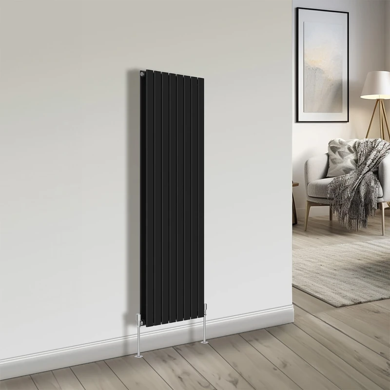 NRG 1600x544 Vertical Column Designer Radiator Black Double Flat Panel Bathroom Central Heating