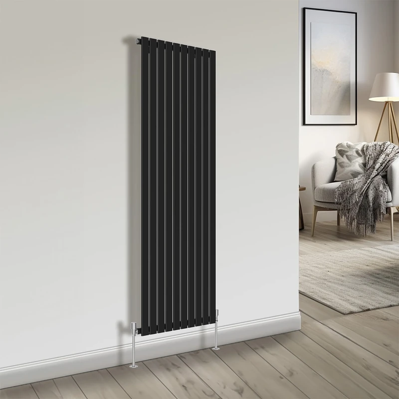 NRG Bathroom Radiator Black 1800x680mm- Single Flat Panel for Living Room and Kitchen