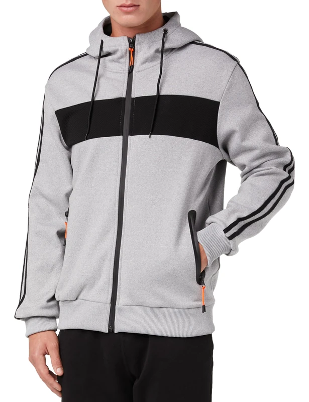 Colina Men's Blouson Sweatshirt, Light Grey Black, M