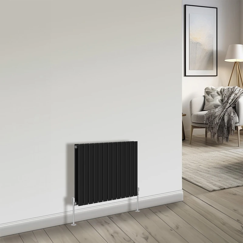 NRG Bathroom Radiator Black 600x884mm Double Flat Panel for Living Room and Kitchen