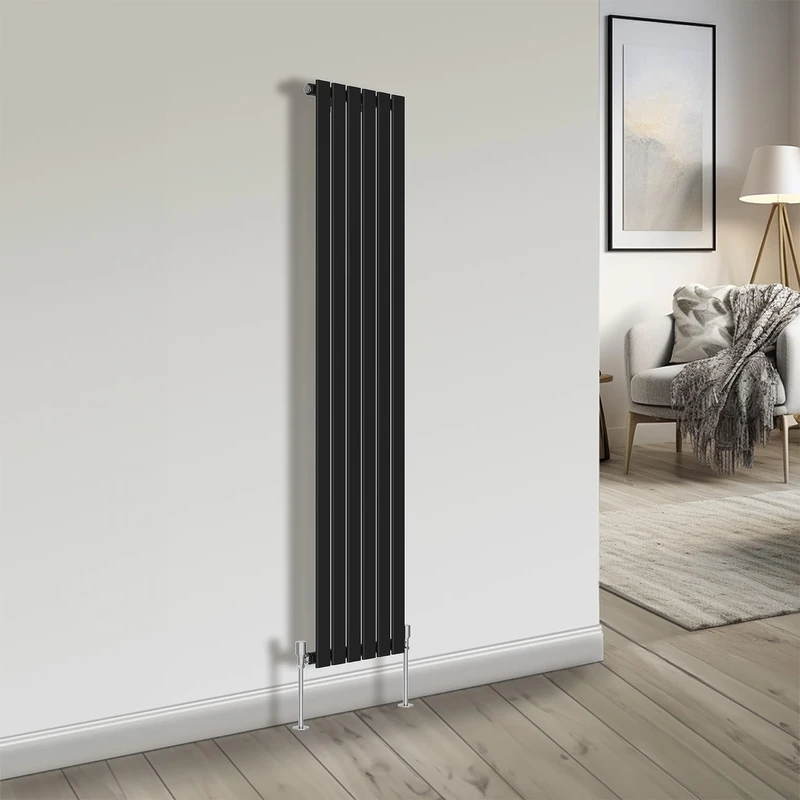 NRG Bathroom Radiator Black 1800x408mm Single Flat Panel for Living Room and Kitchen