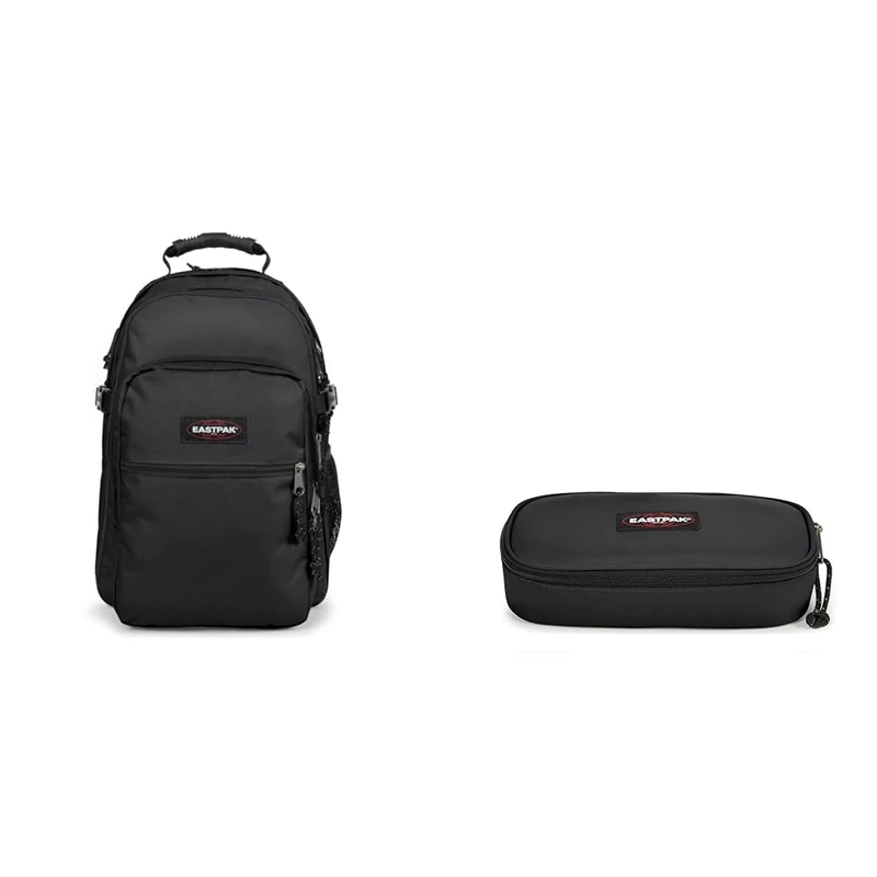 EASTPAK TUTOR Backpack - 39L, Black with Oval Pencil Case - 5 x 22 x 9 cm, Black