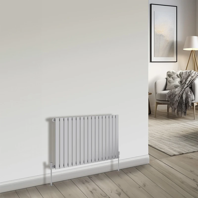 NRG Bathroom Radiator Chrome 600x1156mm Single Flat Panel for Living Room and Kitchen