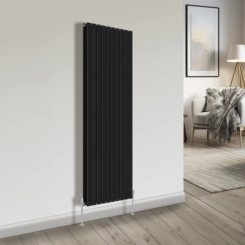 NRG Bathroom Radiator Black 1800x680mm Double Flat Panel for Living Room and Kitchen