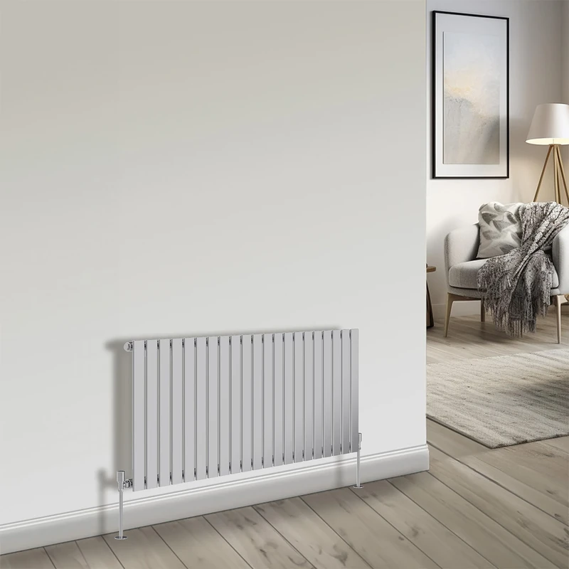 NRG Bathroom Radiator Chrome 600x1428mm Single Flat Panel for Living Room and Kitchen