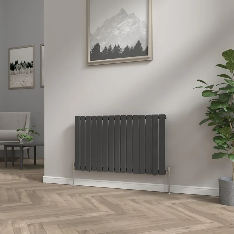 NRG 600x1020 mm Black Column Designer Radiator Horizontal Single Flat Panel