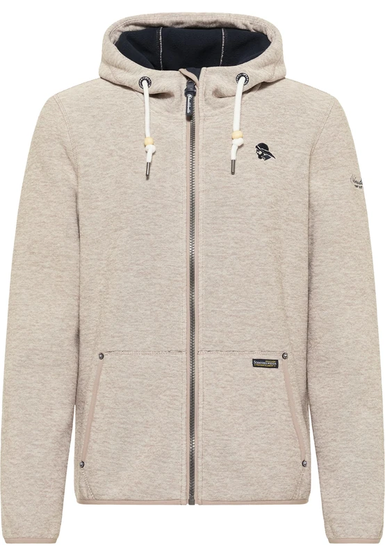 acalmar Men's Philon Knitted Fleece Jacket, Ivory Melange, XL