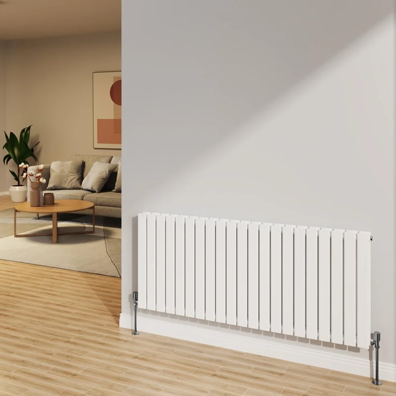 NRG 600x1428mm Gloss White Radiator Horizontal Flat Panel Bathroom Designer Double Rad Central Heating