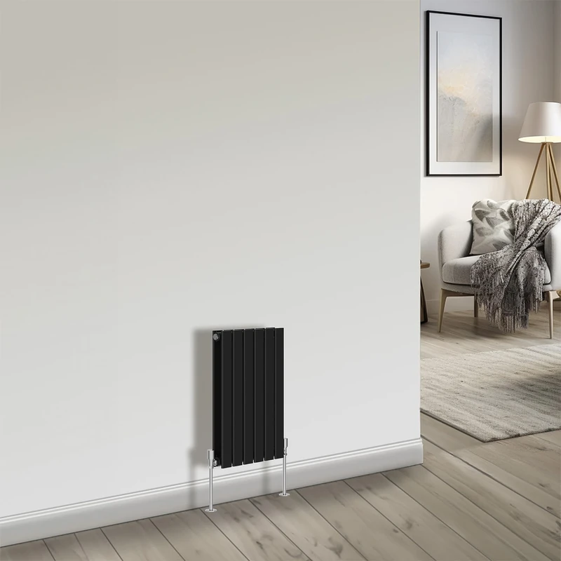 NRG Bathroom Radiator Black 600x408mm Double Flat Panel for Living Room and Kitchen