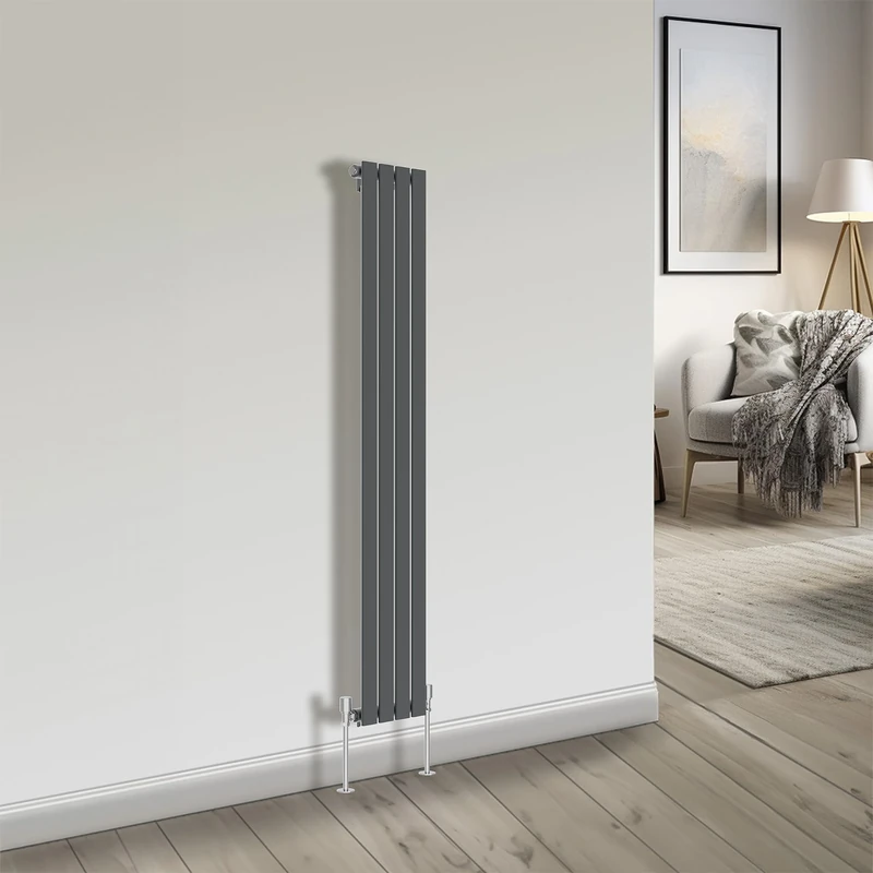 NRG Bathroom Radiator Anthracite 1600x272mm Single Flat Panel for Living Room and Kitchen