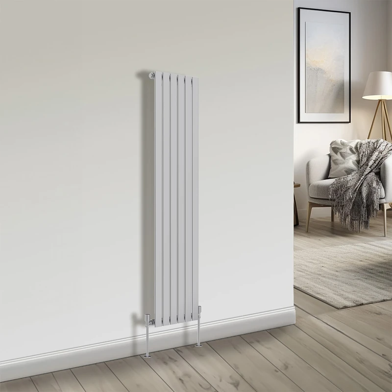 NRG Bathroom Radiator Chrome 1600x408mm Single Flat Panel for Living Room and Kitchen