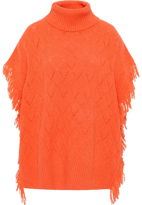 aleva Women's Knitted Poncho Gaya, Orange, XS/S