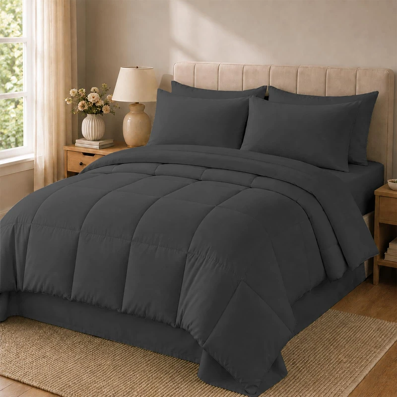 Anluoer Full Size Comforter Sets, 7 Piece Bed in a Bag Full Bedding Sets