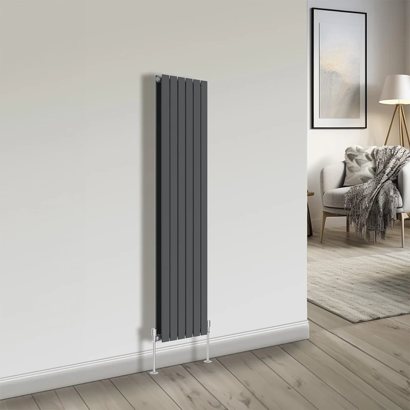 NRG Bathroom Radiator Anthracite 1600x408mm Double Flat Panel for Living Room and Kitchen