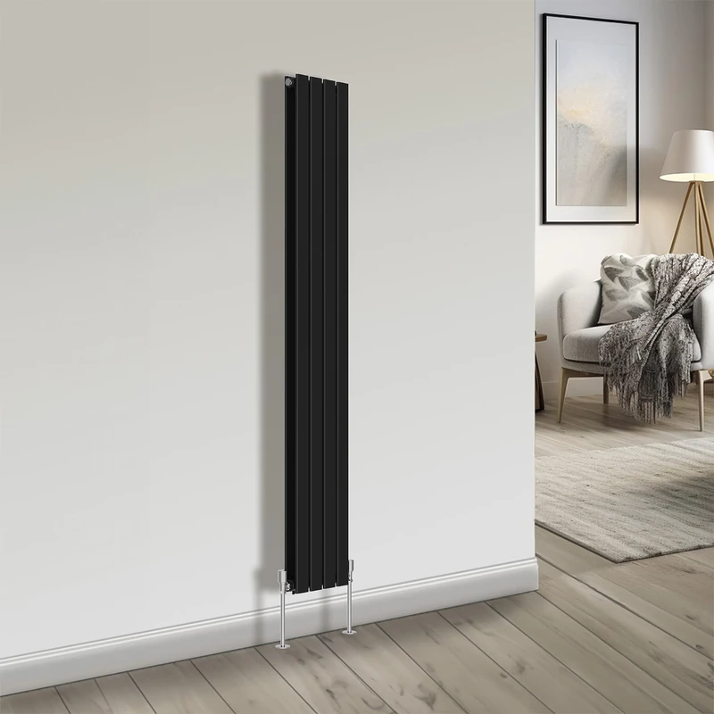 NRG Bathroom Radiator Black 1800x272mm Double Flat Panel for Living Room and Kitchen