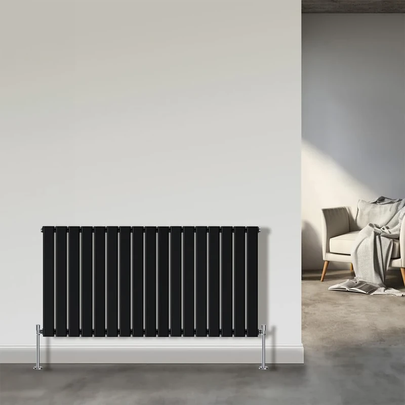 NRG Horizontal Column Designer Radiator Flat Single Panel 600x1156mm Black