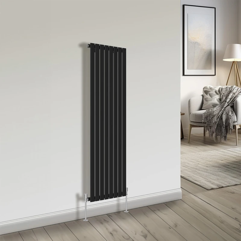 NRG Bathroom Radiator Black 1600x544mm Single Flat Panel for Living Room and Kitchen