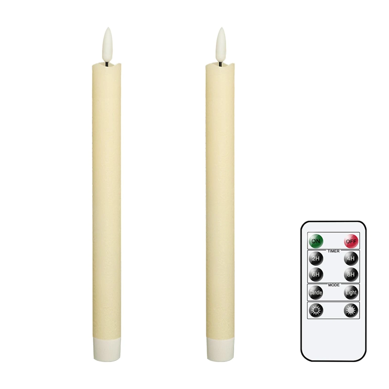 Eldnacele LED Taper Candles Flickering with Remote Timer, Battery Operated Flameless Taper Candles Real Wax Pack of 2, LED Dinner Candles for Christmas Home Wedding Decor