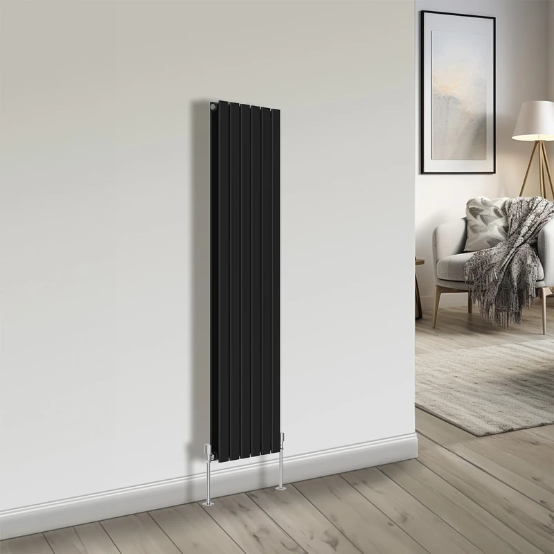 NRG Bathroom Radiator Black 1600x408mm Double Flat Panel for Living Room and Kitchen