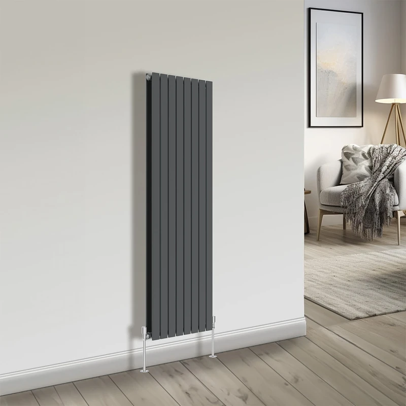NRG Modern Vertical Upright Column Radiator Bathroom Central Heating Anthracite Flat Panel 1600x544mm - Double