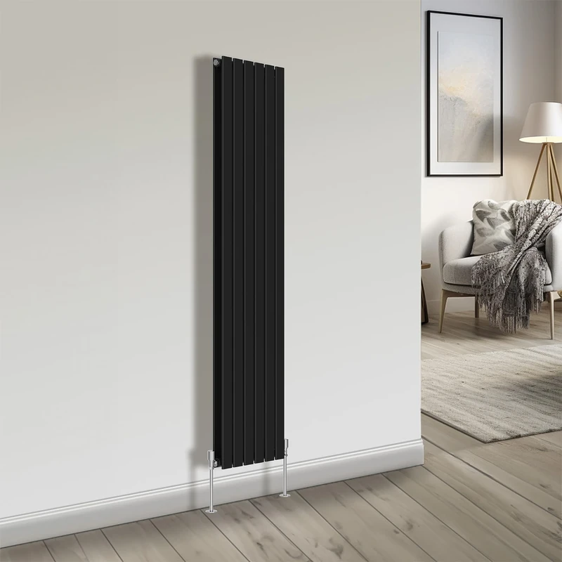 NRG Bathroom Radiator Black 1800x408mm Double Flat Panel for Living Room and Kitchen