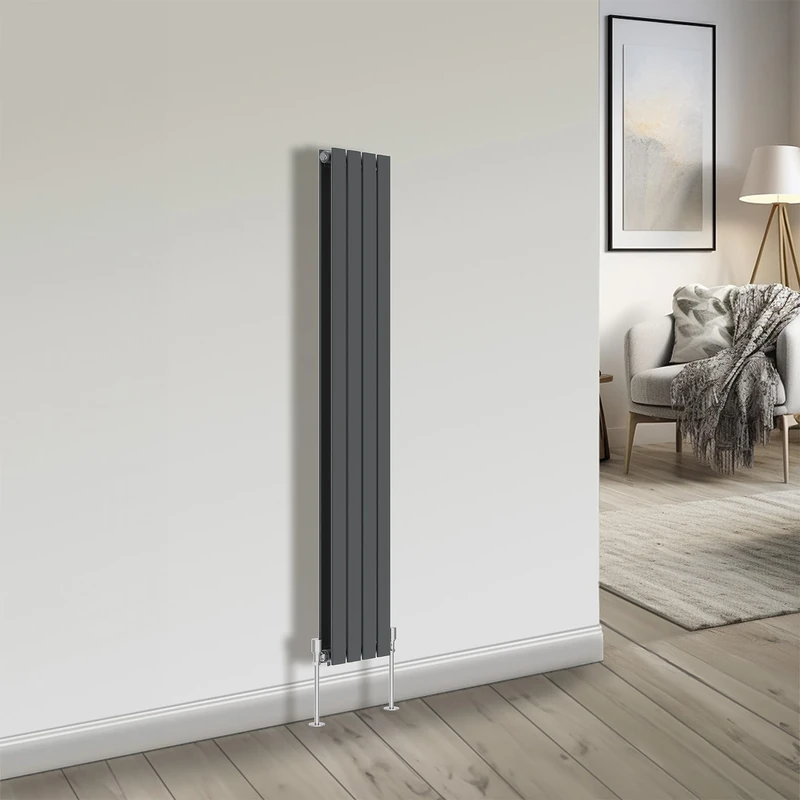 NRG Bathroom Radiator Anthracite 1600x272mm Double Flat Panel for Living Room and Kitchen
