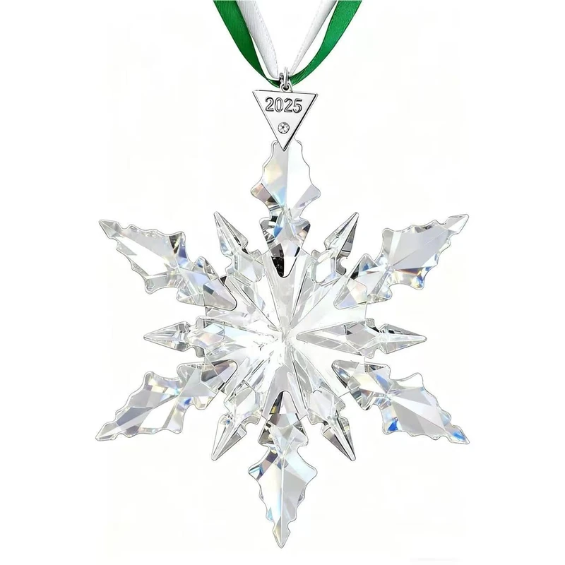 PHIMAS 2023 Annual Christmas Ornaments Crystal Snowflake Star - Christmas Tree Ornaments Pendant Crystal Sun Catcher Home Hanging Decor (White 2023) - Image 1