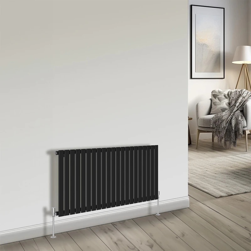NRG Bathroom Radiator Black 600x1428mm Single Flat Panel for Living Room and Kitchen