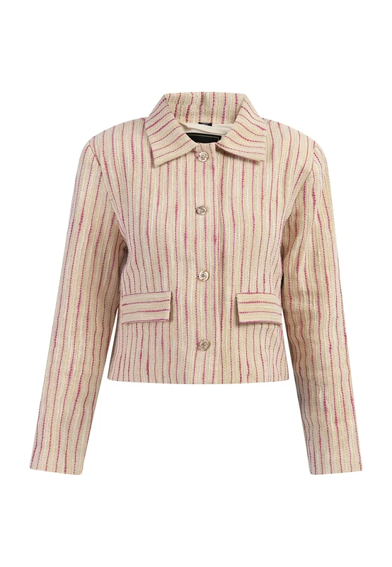 caspio Women's Damen Kurze Blazerjacke 29027475-ca06, Wollweisser Streifen, M Blazer, Pink Wool White Stripes, M