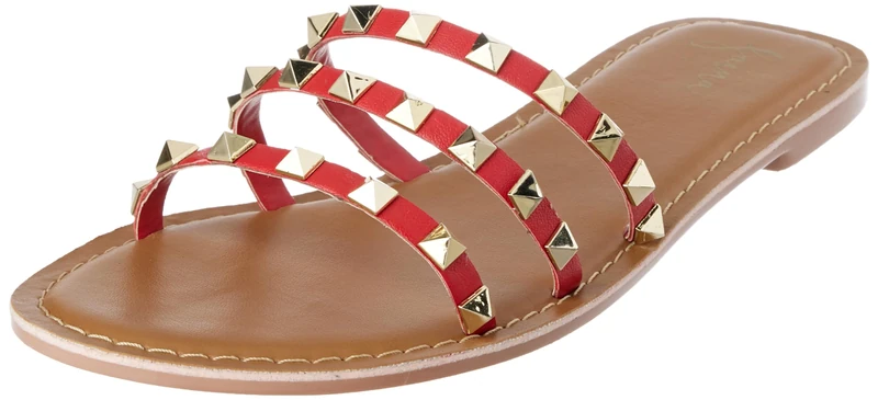 NALLY Women's Mules, red, 6 UK