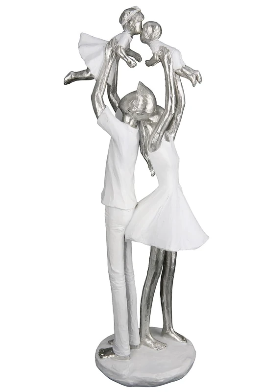 Casablanca modernes Design Decorative Sculpture, Resin, Silver, White, 37 x 15 x 10,5 cm