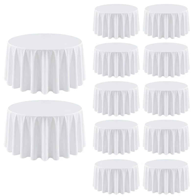 RestfulGlow 12 Pack White Round Tablecloth 120 Inch