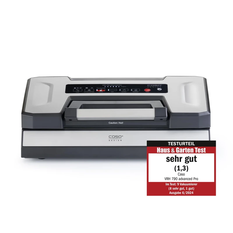 CASO VRH 790 Advanced Pro, Manual Vacuum Sealer, Up to 200 Vacuum Seals Non-Stop, with Patented Casotek Liquid Function, Double Weld, Includes Vacuum Bag with Practical Base