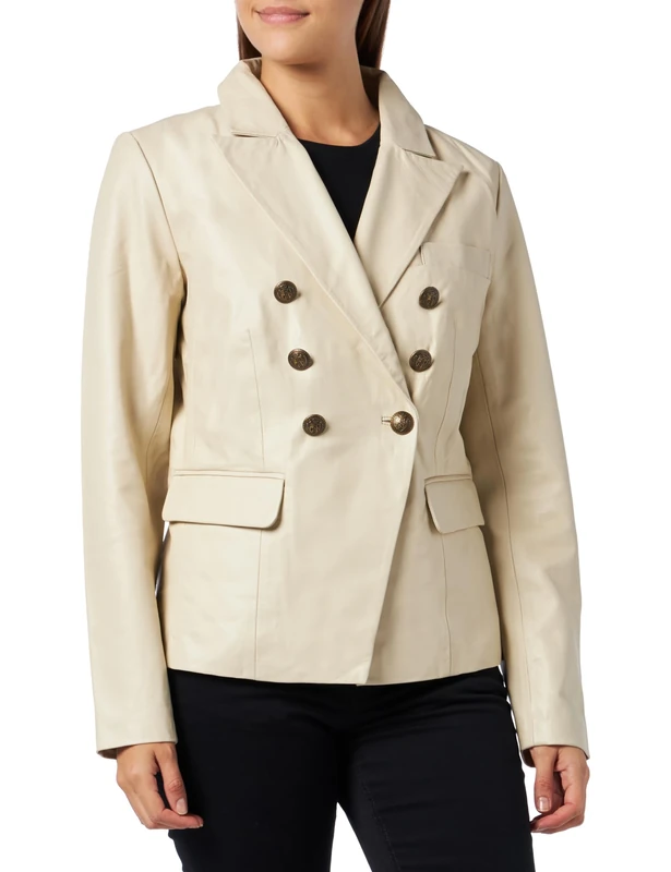 nascita Women's Leather Blazer 29027082-na03, Wool White, L, 18