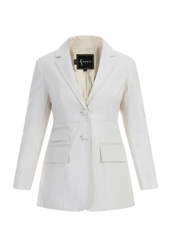 nascita Ladies Faux Leather Blazer 29026788-NA03 Cream XS, Cream, 6