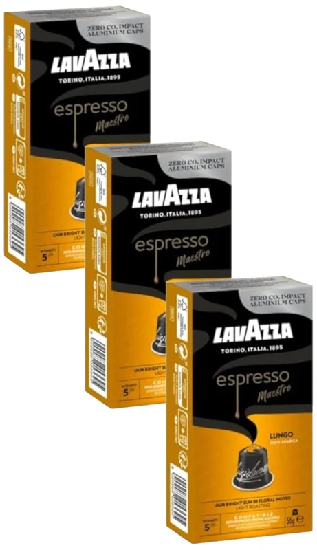 Lavazza Espresso Maestro Lungo, Nespresso Compatible Aluminium Capsules, Zero CO2 Impact 10 Capsules, 56g (Pack of 3)