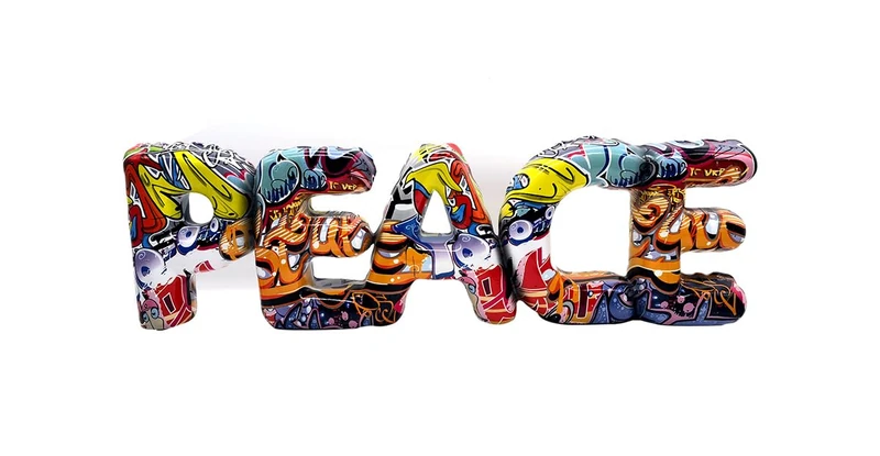 Casablanca Decorative Lettering Letters Sculpture Peace in Street Art Design - Made of Resin - Decoration Living Room Gift Christmas - Height 13 cm Width 44.5 cm - Image 1