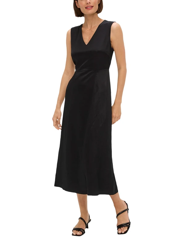 s.Oliver BLACK LABEL Women's 2148112 Linen Mix Maxi Dress, Black 9999, 16