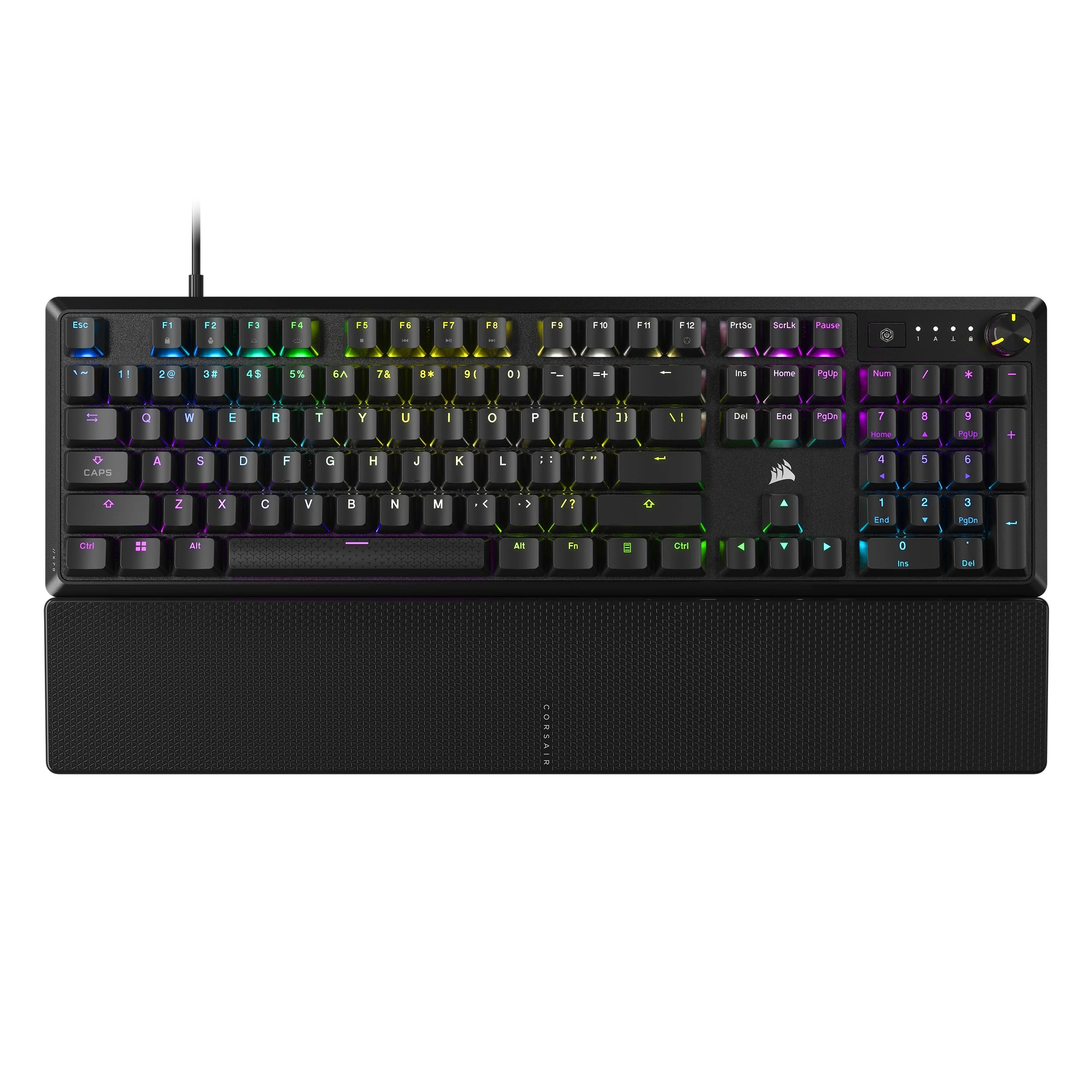 CORSAIR K70 CORE RGB Mechanical Wired Gaming Keyboard with Palmrest – Pre-Lubed MLX Red Linear Switches, SOCD, ABS Double-Shot Keycaps, Sound Dampening, Media Control Dial, QWERTY NA – Black