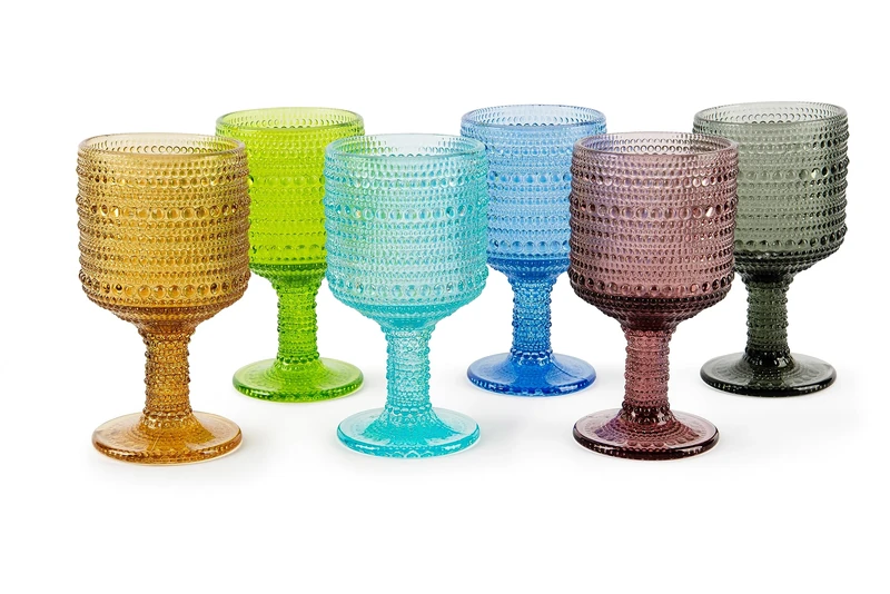 Excelsa Aurora Set of 6 Glasses Coloured Glass Paste, Capacity 300 ml, Handmade