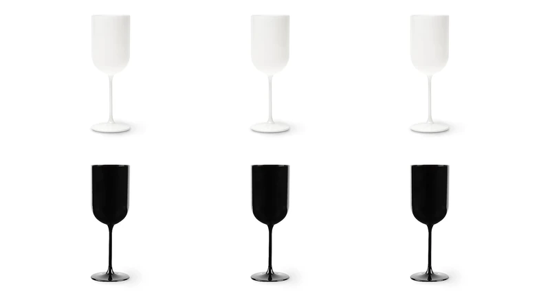 Excelsa Nordic Set of 6 Black and White Glasses, Sprayed Glass, Capacity 410 ml