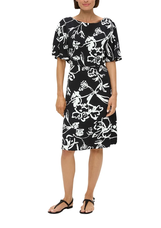 s.Oliver BLACK LABEL Women's Midi Dress with Allover Pattern, 99a1, 8 - Image 1