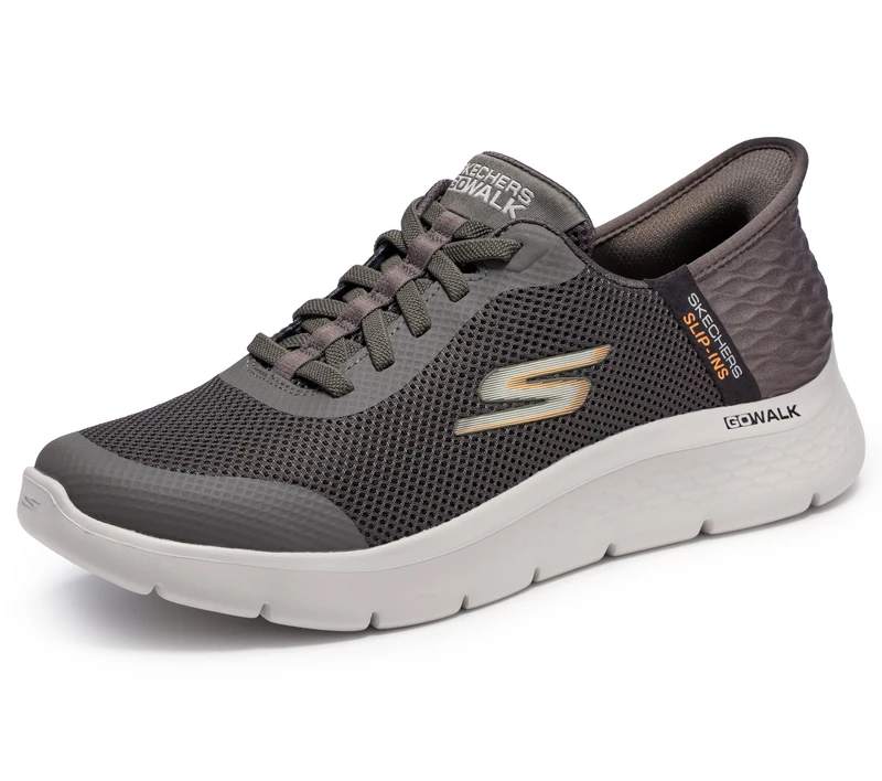 Skechers Men's Free Slip-ins Go Walk Flex-Hands Up Sneaker, Brown, 8 UK Wide